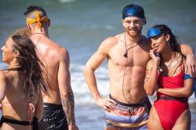 Cashel Barnett and Kyra Green on the baech on Love Island Season 1