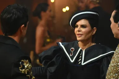 Lisa Rinna and Johnny Weir at the Black Banquet on The Traitors Season 4